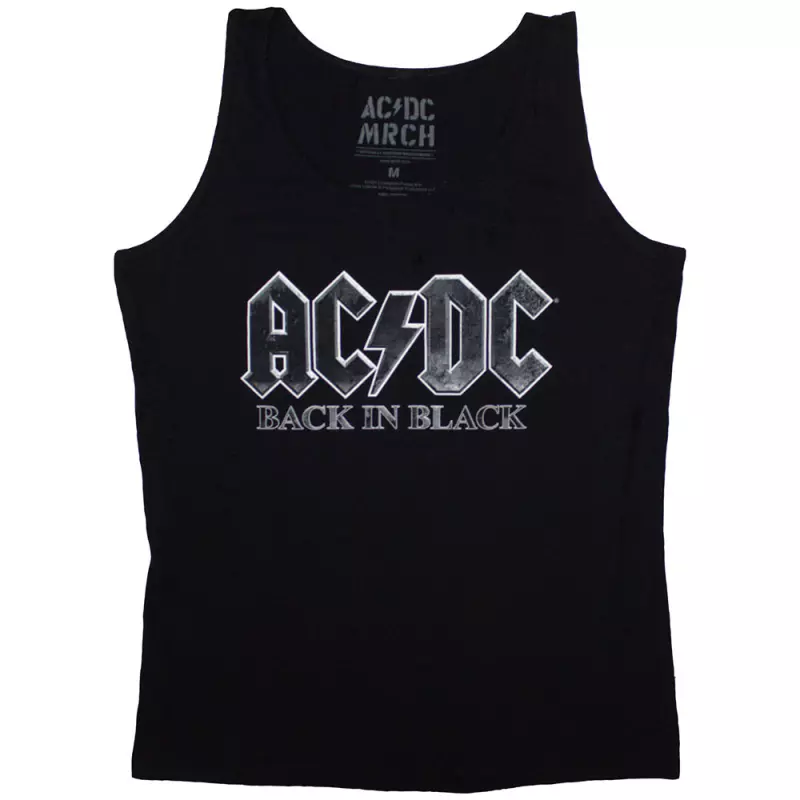 Ac/dc Ladies Vest T-shirt: Back In Black (x-large) XL