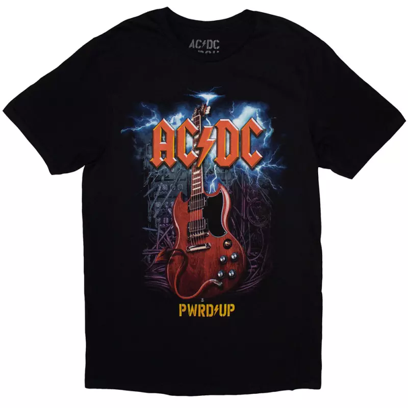 Ac/dc Unisex T-shirt: Guitar Pwr-up Eu Tour '24 (back Print & Ex-tour) (large) L