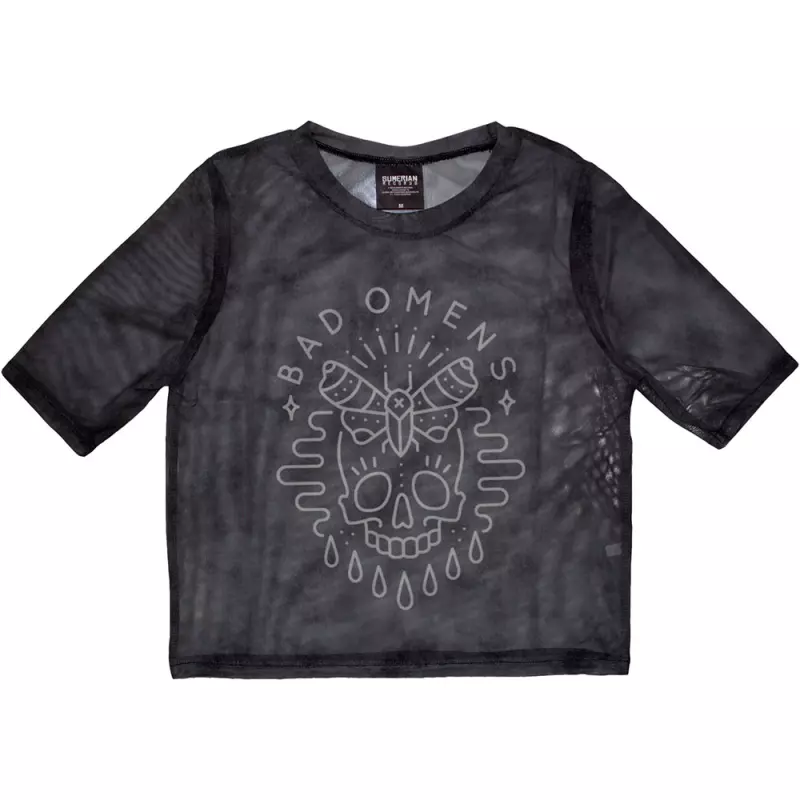 Bad Omens Ladies Crop Top: Moth Skull (mesh) (medium) M