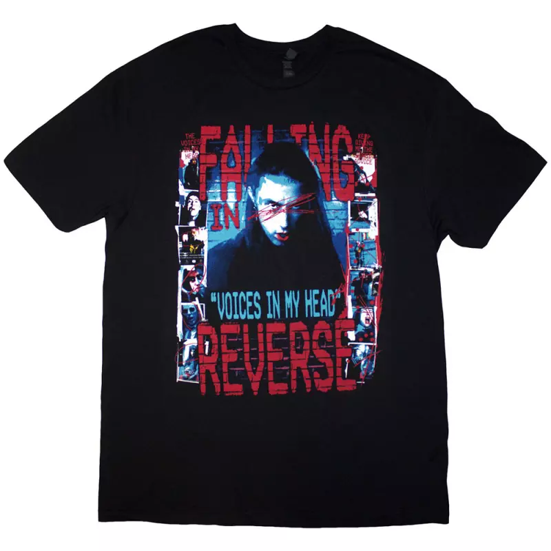 Falling In Reverse Unisex T-shirt: Voice Collage (back Print) (x-large) XL