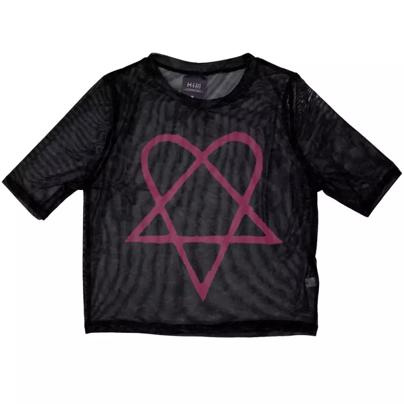 Him Ladies Crop Top: Pink Heartagram (mesh) (x-large) XL