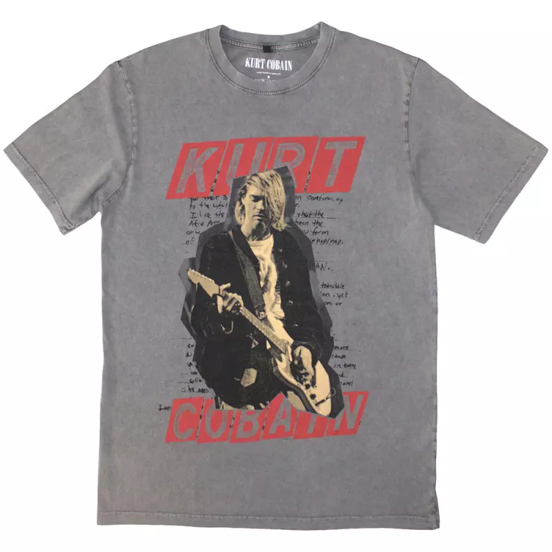 Kurt Cobain Unisex Stone Wash T-shirt: Collage (x-large) XL