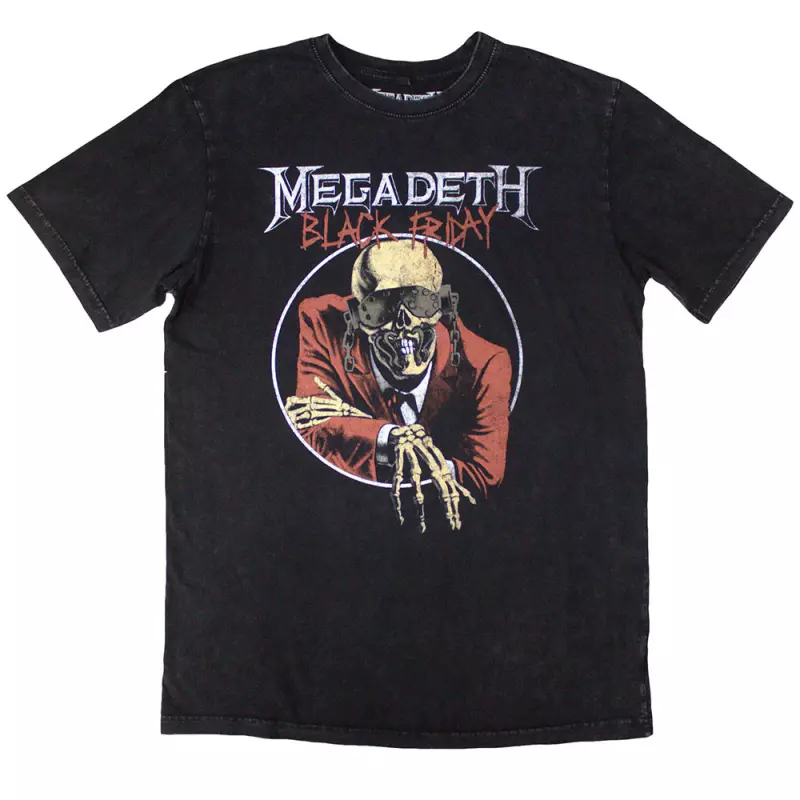 Megadeth Unisex Stone Wash T-shirt: Black Friday (back Print) (small) S