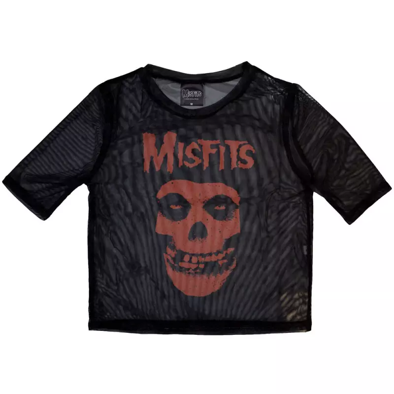 Misfits Ladies Crop Top: Orange Logo & Skull (mesh) (medium) M