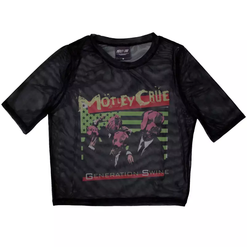 Motley Crue Ladies Crop Top: Generation Swine (mesh) (large) L