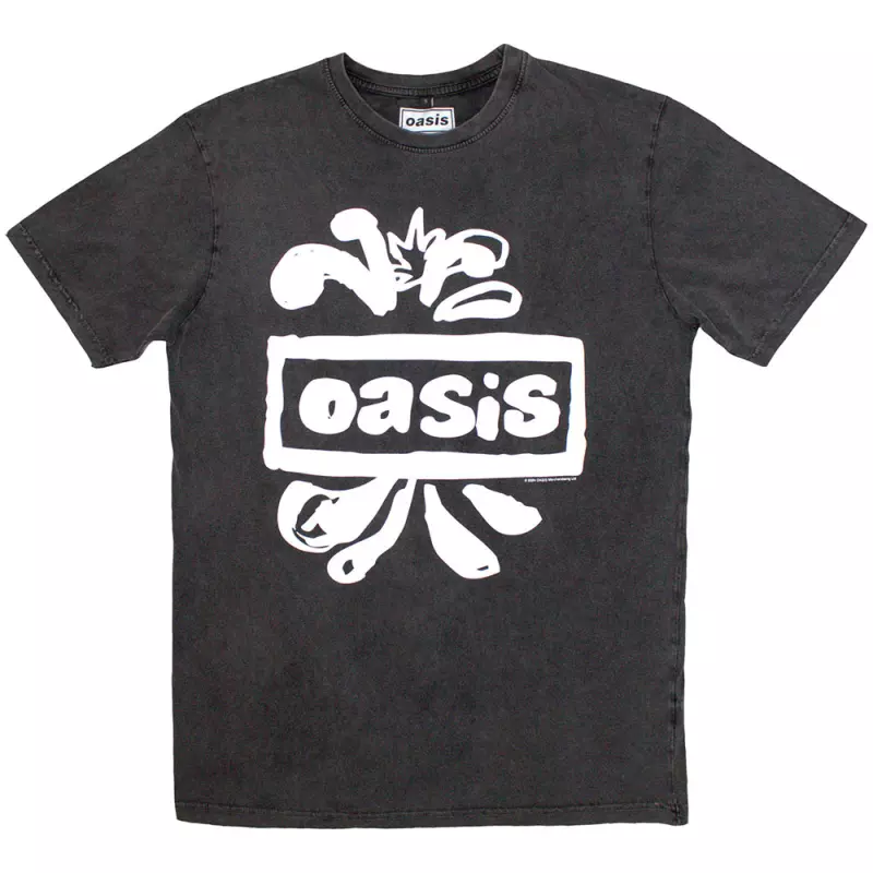 Oasis Unisex Stone Wash T-shirt: Logo Splat (large) L