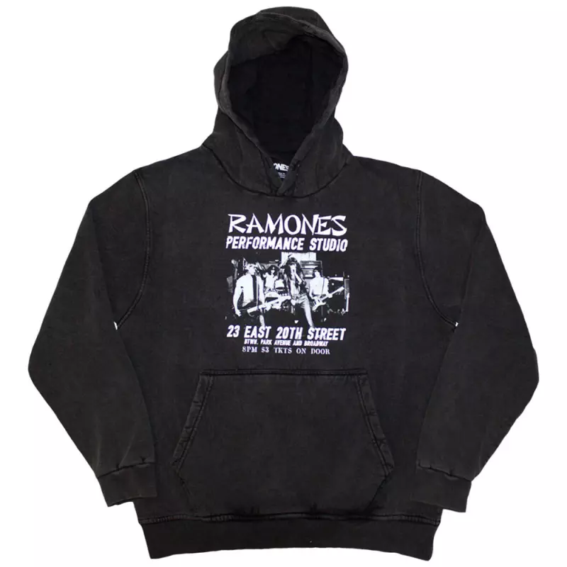 Ramones Unisex Pullover Hoodie: East Village (wash Collection) (large) L