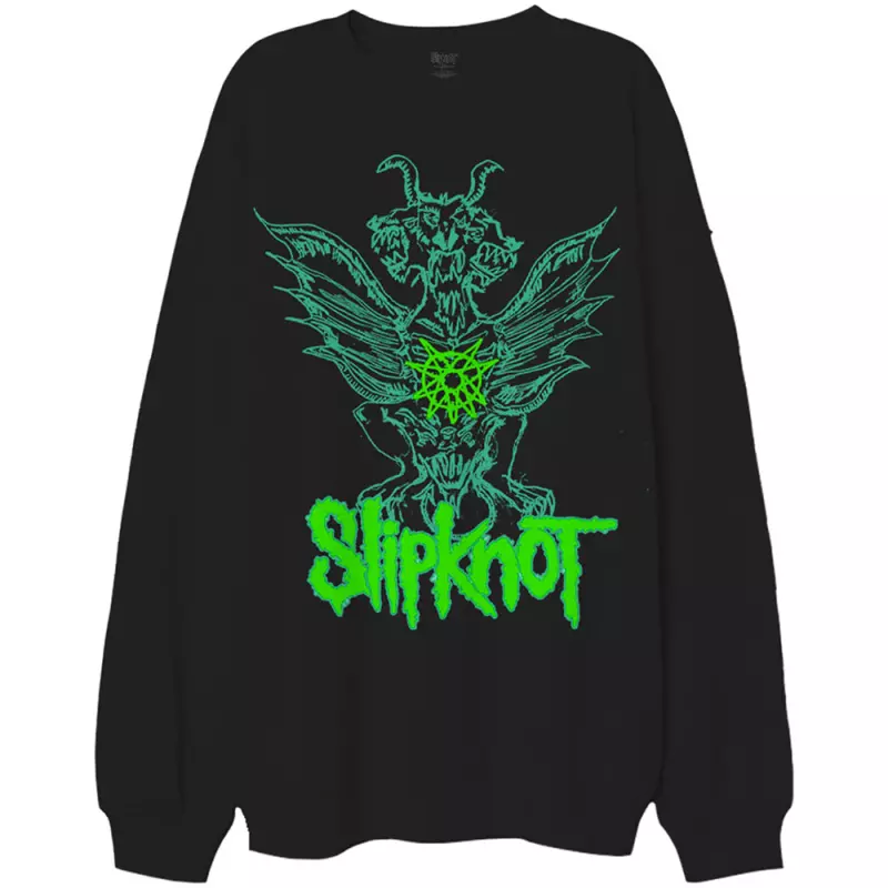 Slipknot Unisex Sweatshirt: Green Demon (back Print & Oversized) (large) L