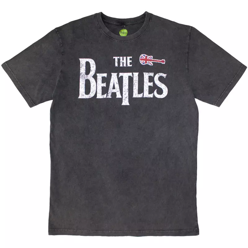 The Beatles Unisex Stone Wash T-shirt: Guitar & Drop T (large) L