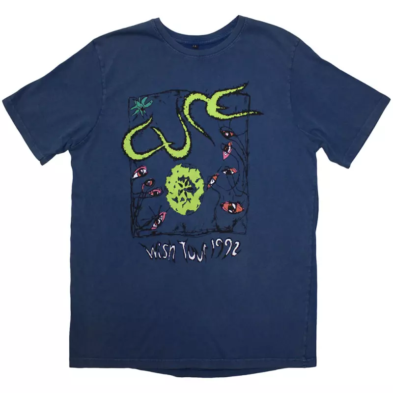 The Cure Unisex Stone Wash T-shirt: Wish Tour '92 (back Print) (medium) M