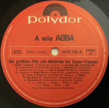 LP ABBA: A Wie ABBA (Die Grössten Erfolge Von »Waterloo« Bis »Super Trouper«) 623883