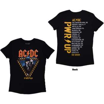 Merch AC/DC: Ac/dc Ladies T-shirt: Angus Triangle Prw-up Eu Tour '25 (back Print & Ex-tour) (xx-large) XXL