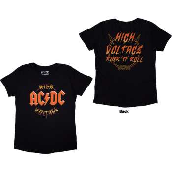 Merch AC/DC: Ac/dc Ladies T-shirt: High Voltage Rnr (back Print) (small) S