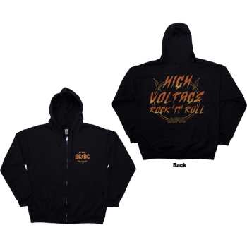 Merch AC/DC: Ac/dc Unisex Zipped Hoodie: High Voltage Rnr (back Print) (medium) M