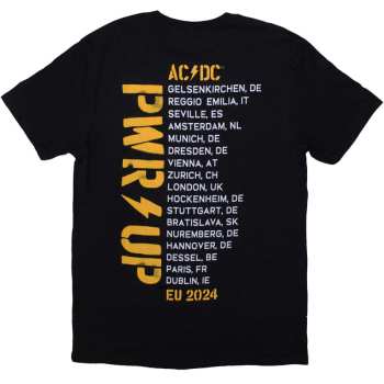 Merch AC/DC: Ac/dc Unisex T-shirt: Angus Triangle Pwr-up Eu Tour '32 (back Print & Ex-tour) (xxx-large) XXXL