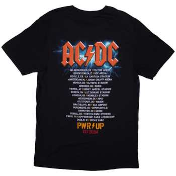 Merch AC/DC: Ac/dc Unisex T-shirt: Guitar Pwr-up Eu Tour '24 (back Print & Ex-tour) (large) L