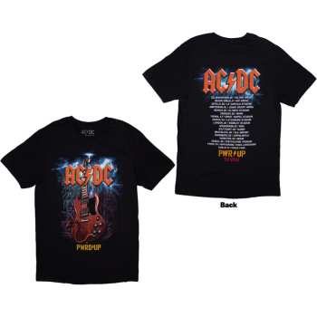 Merch AC/DC: Ac/dc Unisex T-shirt: Guitar Pwr-up Eu Tour '24 (back Print & Ex-tour) (large) L