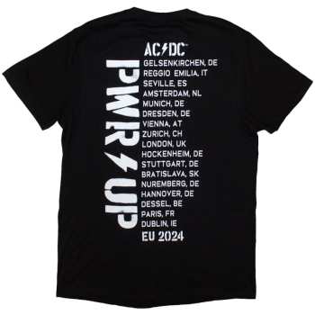 Merch AC/DC: Ac/dc Unisex T-shirt: Pwrd-up B&w Photo Eu Tour '24 (back Print & Ex-tour) (x-large) XL