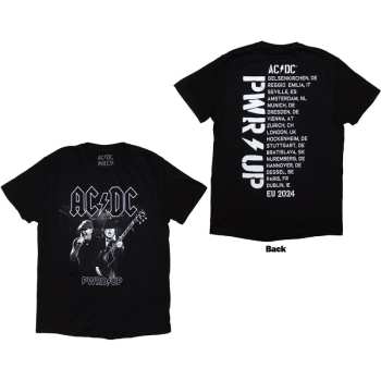 Merch AC/DC: Ac/dc Unisex T-shirt: Pwrd-up B&w Photo Eu Tour '24 (back Print & Ex-tour) (x-large) XL