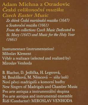 LP Adam Václav Michna Z Otradovic: Česká Velikonoční Muzika / Motetto In D Minore De Passione Christi / Stabat Mater 560464