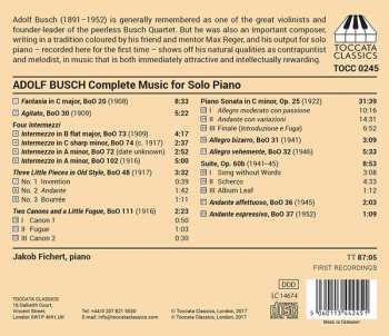 CD Adolf Busch: Complete Music For Solo Piano 482331