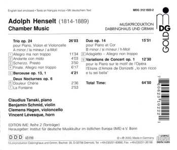 CD Adolph Von Henselt: Piano Trio, Duo, Variations 557455