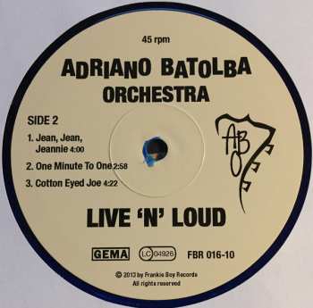 EP Adriano Batolba Orchestra: Live 'n' Loud LTD | CLR 86935