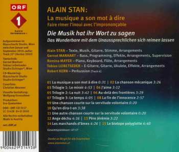 CD Alain Stan: La Musique A Son Mot À Dire 631418