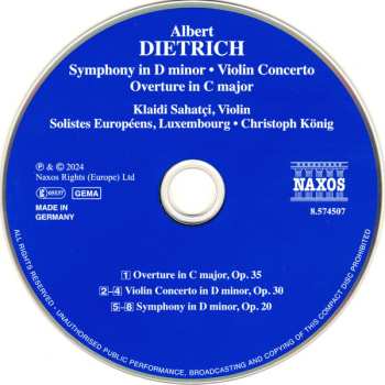 CD Albert Dietrich: Violin Concerto • Symphony In D Minor 641077