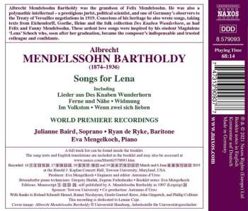 CD Albrecht Mendelssohn Bartholdy: Songs For Lena 561460