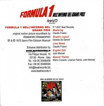 CD Alessandro Alessandroni: Formula 1 Nell'Inferno Del Grand Prix (Original Motion Picture Soundtrack) 599846