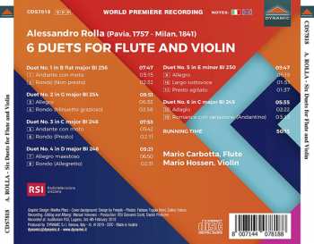 CD Alessandro Rolla: 6 Duets For Flute And Violin 221207