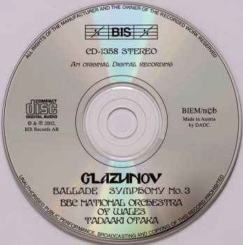 CD Alexander Glazunov: Symphony No. 3 / Ballade 545671