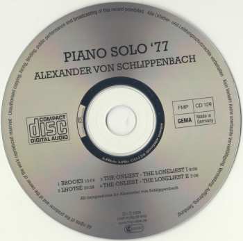 CD Alexander von Schlippenbach: Piano Solo '77 416102