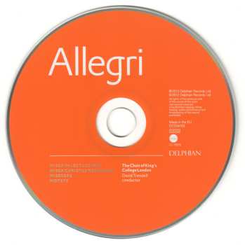 CD Gregorio Allegri: Missa In Lectulo Meo, Missa Christus Resurgens, Miserere, Motets 588250