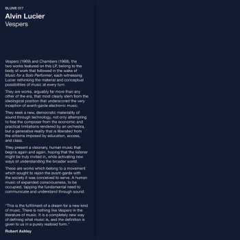 Album Alvin Lucier: Vespers