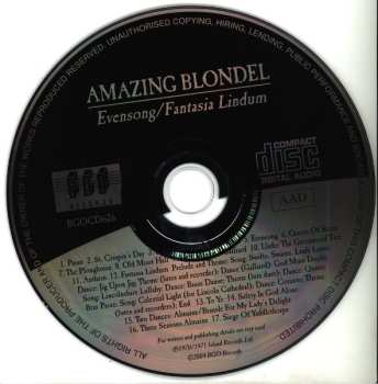 CD Amazing Blondel: Evensong / Fantasia Lindum 632527