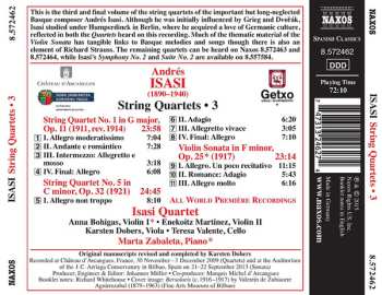 CD Andres Isasi: String Quartets Nos. 1 And 5 547578