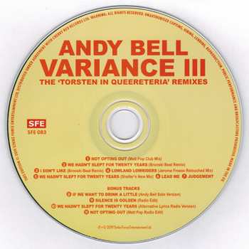 CD Andy Bell: Variance III (The ‘Torsten In Queereteria’ Remixes) LTD 296919