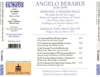 CD Angelo Berardi: Sinfonie A Violino Solo, Opus VII 545482