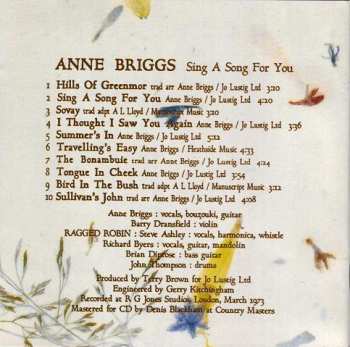 CD Anne Briggs: Sing A Song For You 598402