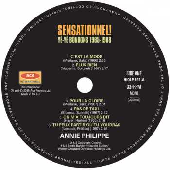 LP Annie Philippe: Sensationnel! • Yé-Yé Bonbons 1965-1968 CLR 58546