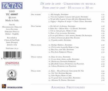 CD Anonima Frottolisti: Di Corte In Corte - Umanesimo In Musica (From Court To Court - Humanism In Music) 335292