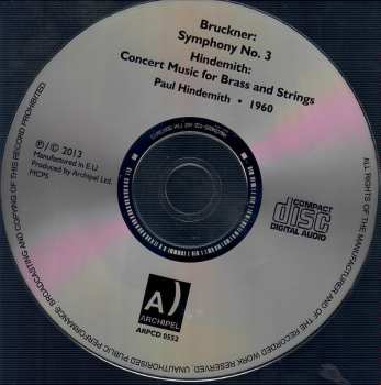 CD Paul Hindemith: Anton Bruckner: Symphony No. 3 / Paul Hindemith: Music For Brass And Strings 537460