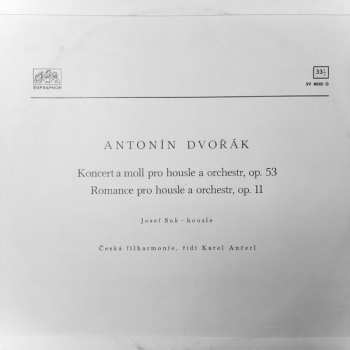 LP Antonín Dvořák: Koncert A Moll Pro Housle A Orchestr, Op. 53 / Romance Pro Housle A Orchestr, Op. 11 543648