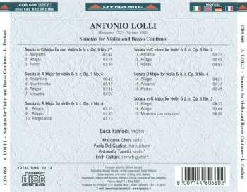 CD Antonio Lolli: Sonatas For Violin And Basso Continuo 644119