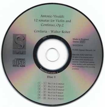 2CD Antonio Vivaldi: 12 Sonatas For Violin And Continuo Op. 2. 319824