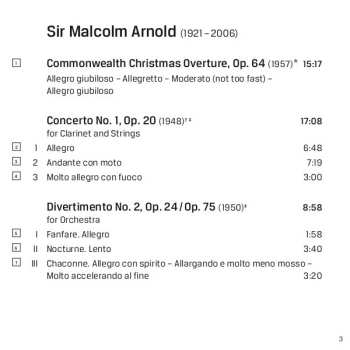 CD Malcolm Arnold: Clarinet Concerto No. 1 / Philharmonic Concerto / Divertimento No. 2 / The Padstow Lifeboat / Commonwealth Christmas Overture / Larch Trees 586329