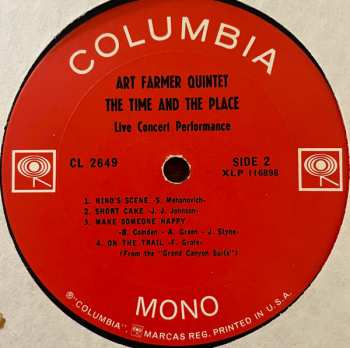 LP Art Farmer Quintet: The Time And The Place - Live Concert Performance 647635