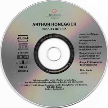 CD Arthur Honegger: Nicolas De Flue 443142